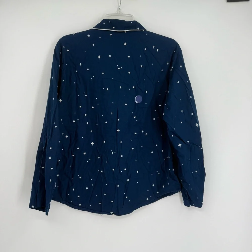 VICTORIA'S SECRET Star Moon PAJAMAS Size Medium Blue COTTON Flannel 2-piece - Picture 4 of 7